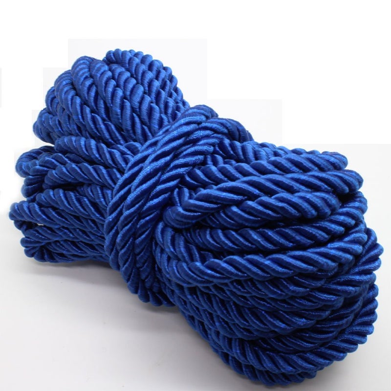 PAMIR TONG 5mm Royal Blue Twisted Satin Cord for Crafts 10 Yards Braided Decorative Cotton Cords Trims Polyester Twine Cord Thick Round Fabric Rope Thread DIY Shiny Handfast Cord for Wedding - Image 1